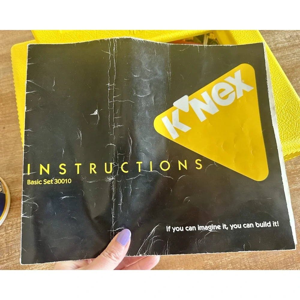 Vintage '93 K'nex Basic Set Yellow Case Building Toys Knex W/ Instruction Manual